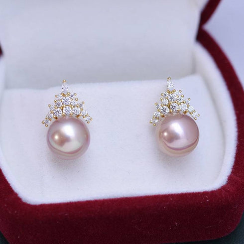 10-11mm Freshwater Pearl & Queen Earrings - House Of Pearls